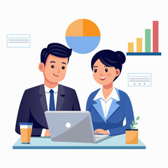 Smiling Male and Female Business Consultation 