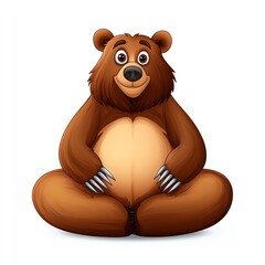 Obraz premium A cute cartoon bear sits comfortably, smiling with its paws resting on its round belly, showcasing a friendly and whimsical character.