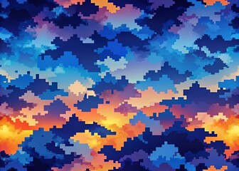 Heavenly Twilight Camouflage Pixel Background for Creative Projects and Designs