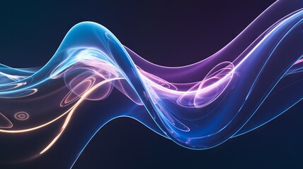 Obraz premium Abstract blue wave. Flowing abstract wave in blue, purple, and pink hues. Represents movement, energy, and dynamism. Ideal for technology, music, or design themes.