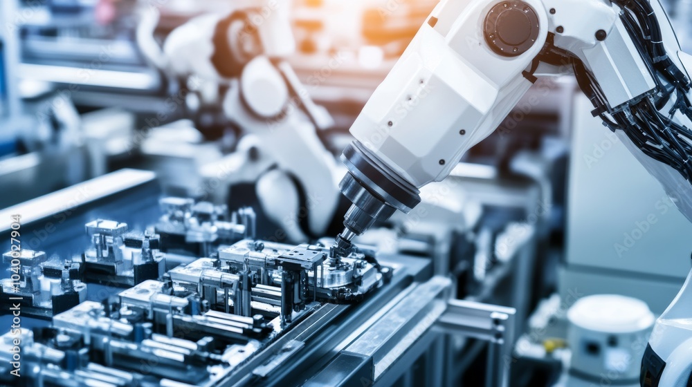 Leinwandbilder a robot conducting a high-speed inspection of a manufacturing assembly line with advanced sensors an