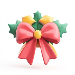 Fototapeta premium Cheerful 3D Christmas Icon in Cartoon Style on White Background