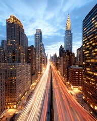 Fototapeta premium Evening Traffic in a Bustling Urban Landscape