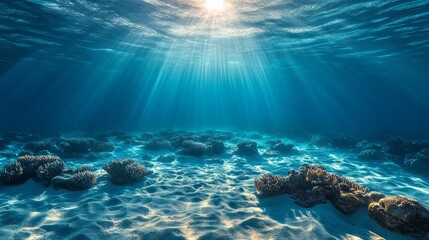 Fototapeta premium A beautiful blue ocean with sunlight shining through the water