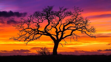 Fototapeta premium Solitary tree against a colorful sunset