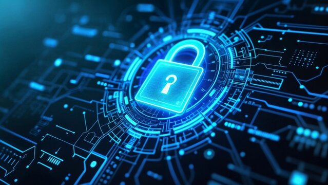 Illustration showing tips for safeguarding data against cyber attacks, featuring locks, shields, and secure devices.