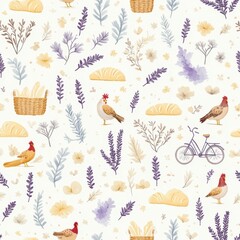 Obraz premium French Inspired Seamless Flat Design Pattern
