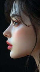 Fototapeta premium Profile portrait showcasing facial contours, emphasizing double chin and jawline, capturing the essence of facial structure and symmetry