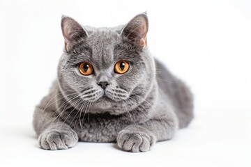 Fototapeta premium Adorable gray cat with orange eyes
