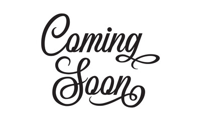 Coming soon calligraphy inscription with smooth lines. Promotion or announcement banner.   vector illustration. EPS 10/AI