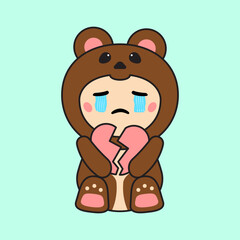 Cute Kids Character in Bear Costume