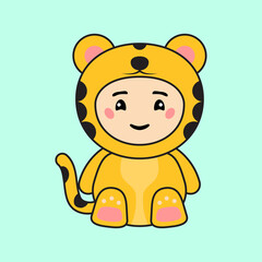 Cute Kids Character in Tiger Costume
