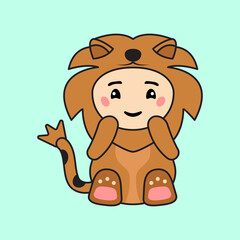 Cute Kids Character in Lion Costume