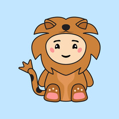 Obraz premium Cute Kids Character in Lion Costume