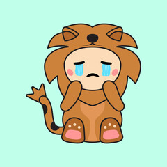 Cute Kids Character in Lion Costume
