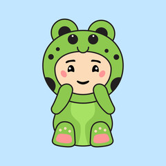 Cute Kids Character in Frog Costume