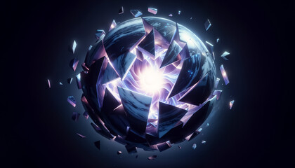 Shattered Marble Sphere with Glowing Core