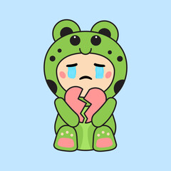 Cute Kids Character in Frog Costume
