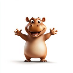 Naklejka premium Cute Cartoon Hippopotamus Character Illustration