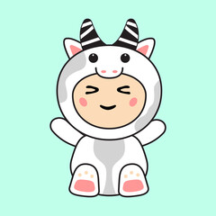 Cute Kids Character in Cow Costume