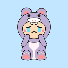 Cute Kids Character in Hippo Costume