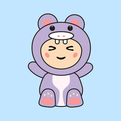 Cute Kids Character in Hippo Costume