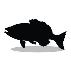 Bass fish silhouette illustration Design Bass fish silhouette icon