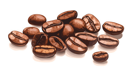 Coffee beans cafe isolated coffe on white background. Vector illustration