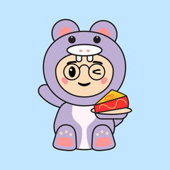 Cute Kids Character in Hippo Costume
