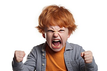 Shouting angry white background frustration.