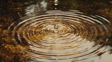 Water Droplet Creating Ripples on Calm Surface