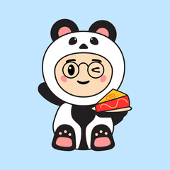 Cute Kids Character in Panda Costume