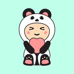 Cute Kids Character in Panda Costume