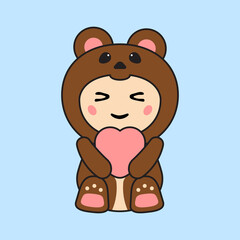 Cute Kids Character in Bear Costume