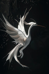 Fototapeta premium Capture the elegance of a minimalistic design with a worms-eye view twist, featuring mythical creatures like phoenixes or mermaids in a digital photorealistic style