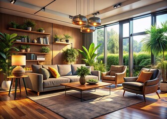 Fototapeta premium Inviting Interior Mockup in High Dynamic Range for Generative AI Art and Design