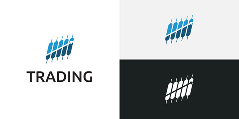 Trading candlestick logo icon template.