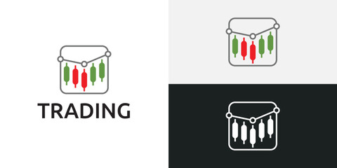 Trading candlestick logo icon template.