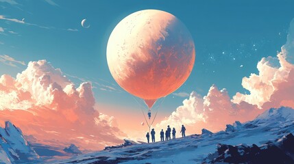 Scientists deploying a weather balloon into the sky, collecting vital atmospheric data for research and analysis