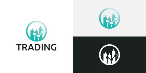 Trading candlestick logo icon template.