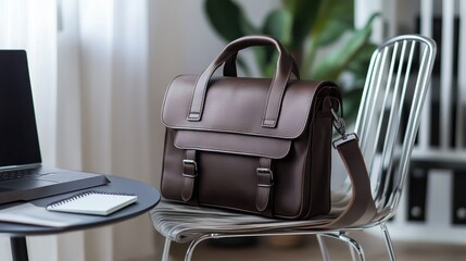 Fototapeta premium Modern Unbranded Messenger Bag on Table