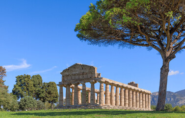 Temple of Athena at Paestum in Italy.	