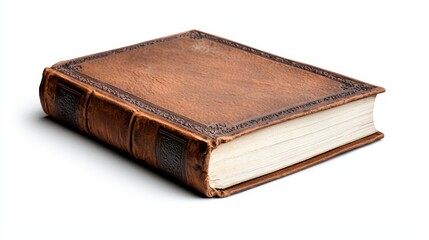 A vintage leather-bound book showcasing intricate detailing and a timeless design, perfect for literary enthusiasts and decor.