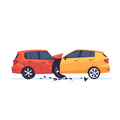 Fototapeta premium Car accident illustration, white isolated background