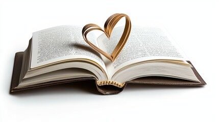 Obraz premium An open book with pages shaped into a heart symbolizes love for reading and knowledge.