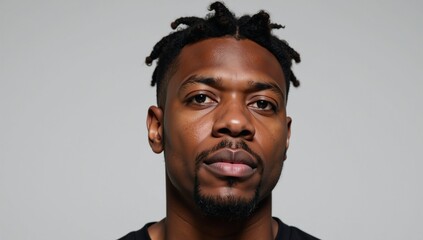 Obraz premium African American Man with Afro Hairstyle portrayed emotively