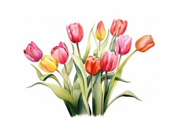 Fototapeta premium Tulip flower plant white background.