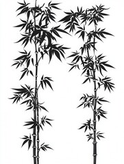 Fototapeta premium Black and White Babboo Frame, striking black shapes on white background, ideal for vector tracing and graphic design applications