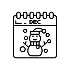 December Outline Icon, Vector illustration