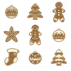 christmas gingerbread cookies set